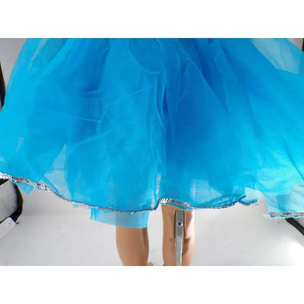 Pre-Owned Dance Costume Weissman 4427 Medium Child Turquoise Tutu Jazz Sequin